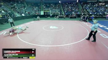 165 lbs Champ. Round 1 - Camden Baumann, Evansville Mater Dei vs Clayton Miller, Columbus East