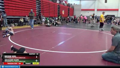 40 lbs Cons. Semi - Bronner Rape, Alexander City Youth Wrestling vs Brodie Keel, Alexander City Youth Wrestling