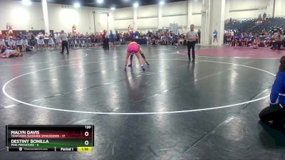 120 lbs Round 1 (8 Team) - Malyn Davis, Team Iowa Sunshine Smackdown vs Destiny Bonilla, Pink Predators