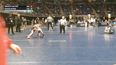 96 lbs Round Of 32 - Derrick Van Riet, Derry vs Mason Myers, Kane