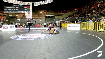 Junior Boys - 144 lbs Quarters - Andres Maldonado, Will C Wood High School Wrestling vs Luie Acosta-Tackett, The Wrestling Factory Of Kern