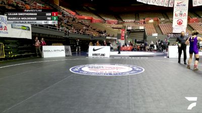 Cadet Girls - 110 lbs 7th Place Match - Lillian Smotherman, Ukiah High School Wrestling vs Isabella Woldemar, Petaluma Wrestling Club