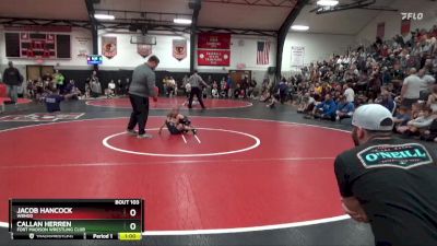 Bracket 2 lbs Round 1 - Jacob Hancock, WBNDD vs Callan Herren, Fort Madison Wrestling Club