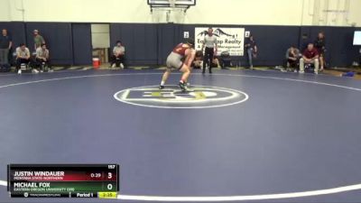 157 lbs Quarterfinal - Michael Fox, Eastern Oregon University (OR) vs Justin Windauer, Montana State-Northern