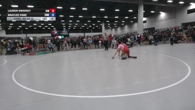 125 lbs Cons. Rd Of 32 - Braylee Farr, Team Owls Wrestling Club vs Lauren Sweeney, Best Trained Wrestling