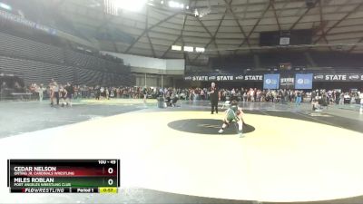 49 lbs 5th Place Match - Miles Roblan, Port Angeles Wrestling Club vs Cedar Nelson, Orting Jr. Cardinals Wrestling