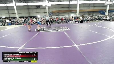 95 lbs Semifinal - Mackenzie Dolan, Team Real Life vs Hartley Sanchez, All In Wrestling Academy