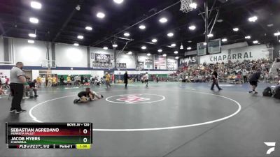 120 lbs Semifinal - Sebastian Agredano, Murrieta Valley vs Jacob Myers, Chaparral