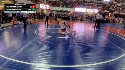 120 lbs Quarterfinal - Lily Christianson, Minot Majettes vs Avery Pedersen, Glasgow Wrestling Club