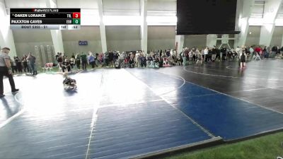 51 lbs Cons. Round 4 - Oaken Lorance, Team Real Life vs Paxxton Caves, Evanston Elite Wrestling