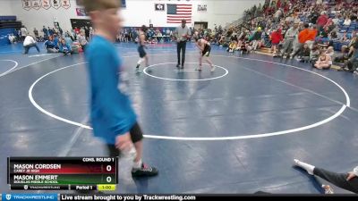 95 lbs Cons. Round 1 - Mason Emmert, Douglas Middle School vs Mason Cordsen, Carey Jr High