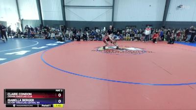 104-111 lbs Quarterfinal - Claire Condon, Cruiser Wrestling Club vs Isabella Berger, Victory Wrestling-Central WA