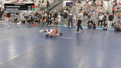 53 lbs Cons. Quarters - Sawyer Rhoden, Cowboy Mat Club vs Emersen Seim, Douglas Wrestling Club