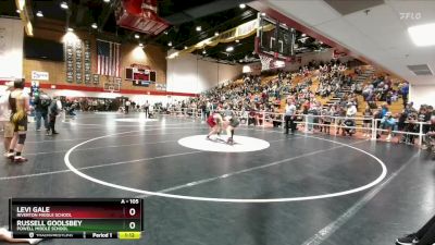 105 lbs 1st Place Match - Russell Goolsbey, Powell Middle School vs Levi Gale, Riverton Middle School