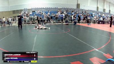 59 lbs Cons. Round 3 - Grayson LaGrow, MI vs Owen Michael, IN