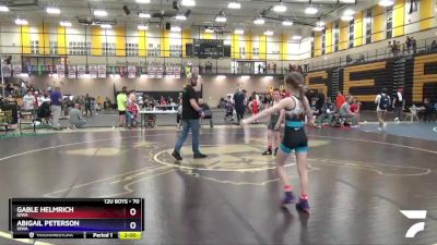 70 lbs Round 3 - Gable Helmrich, Iowa vs Abigail Peterson, Iowa