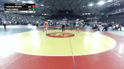 Girls 1B/2B/1A 130 Cons. Round 2 - Angelina Brunzie, Montesano (Girls) vs Elise Somero, Kalama (Girls)