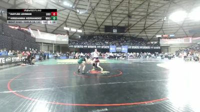 Girls 2A 130 lbs Champ. Round 2 - Kaylee Lehman, W. F. West (Girls) vs Viridianna Hernandez, Woodland (Girls)