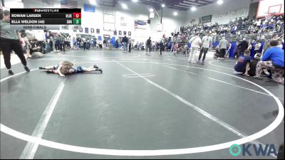 43/46 lbs Semifinal - Rowan Larsen, Blue Devil Wrestling vs Ella Weldon (46), Shelton Wrestling Academy