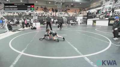 55 lbs Consolation - Luke Emerson, Hennessey Takedown Club vs Breelynn West, Midwest City Bombers Youth Wrestling Club