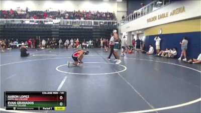 141 lbs Champ. Round 3 - Aaron Lopez, Santa Ana College vs Evan Granados, Cerritos College