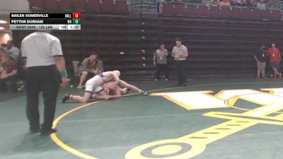 132 lbs 3rd Place - Bailen Somerville, Walhalla vs Peyton Durham, West-Oak