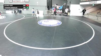 120 lbs Cons. Quarters - Leland Lake, Team Arcata Wrestling Club vs Mason Gonzalez, East Bakersfield High School Wrestling