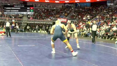 1A-175 lbs Cons. Round 2 - Leren Fernandez, Regina, Iowa City vs Cody Hageman, Beckman Catholic
