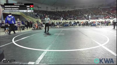 110 lbs Consi Of 8 #2 - Denver Norwood, Cowboy Wrestling Club vs Kamden Barnett, Bristow Elementary Wrestling Club