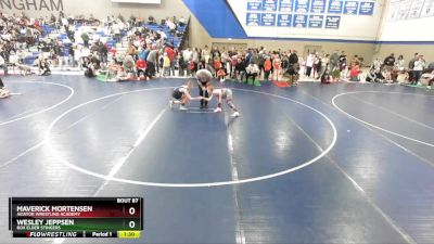 92 lbs Champ. Round 1 - Wesley Jeppsen, Box Elder Stingers vs Maverick Mortensen, Aviator Wrestling Academy