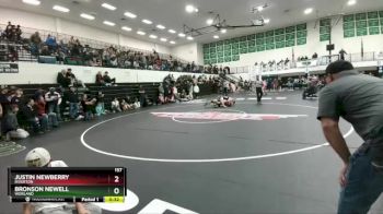 157 lbs Cons. Round 4 - Justin Newberry, Riverton vs Bronson Newell, Worland