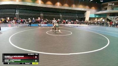 110 lbs Champ. Round 2 - Isabella Woldemar, Casa Grande vs Kody Zaffarano, University Prep