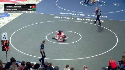 135 lbs Champ. Round 1 - Kendall Clayton, Brandon Valley vs Dora Bonen, Mobridge-Pollock