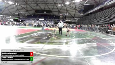 56 lbs Cons. Sub-quarters - Matthew Leonardi, Snoqualmie Valley Wrestling Club vs Grant Collins, Enumclaw Yellow Jackets Wrestling Club