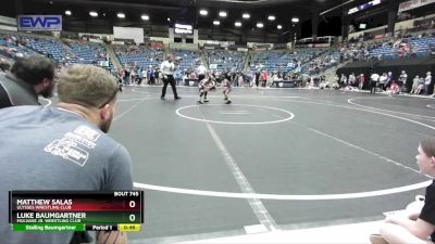 55 lbs Quarterfinal - Matthew Salas, Ulysses Wrestling Club vs Luke Baumgartner, Mulvane Jr. Wrestling Club