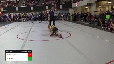 66 lbs Quarterfinal - Kaine Showers, Rustler Wrestling Club vs Jax Miles, Team Champs