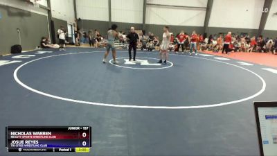 157 lbs Cons. Round 5 - Nicholas Warren, Reality Sports Wrestling Club vs Josue Reyes, Tri Cities Wrestling Club