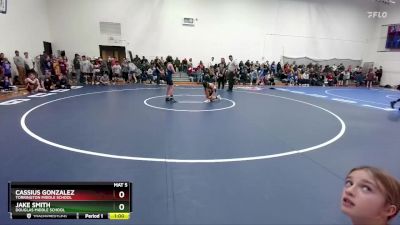 80-82 lbs Round 1 - Cassius Gonzalez, Torrington Middle School vs Jake Smith, Douglas Middle School