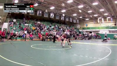138 lbs Quarterfinal - Blake Frantz, Wadsworth vs Beck Yurkunas, Brighton