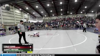 100 lbs Cons. Round 5 - Garrett Bracken, Riverton Wolf Pack Wrestling Club vs Conley Evans, Sanderson Wrestling Academy