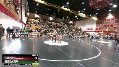 95 lbs Champ. Round 2 - Boyd Ramirez, Lander Middle School vs Colt Reyos, Wyoming Indian Middle School