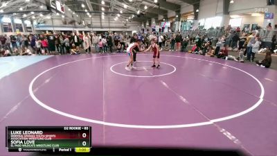 83 lbs Champ. Round 2 - Luke Leonard, Dripping Springs Youth Sports Association Wrestling Club vs Sofia Love, El Paso Wildcats Wrestling Club