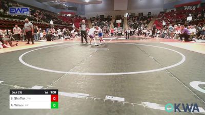 96 lbs Quarterfinal - Sawyer Shaffer, Caney Valley Wrestling vs Adam Wilson, Bristow Wrestling