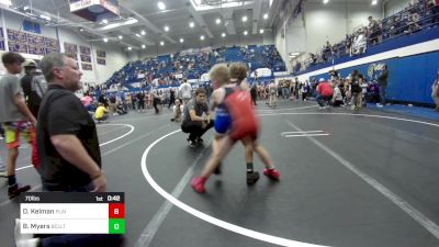 70 lbs Consi Of 8 #2 - Decklan Kelman, Plainview Youth Wrestling Club vs Beau Myers, Bridge Creek Youth Wrestling