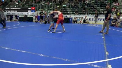 175 lbs Cons. Quarters - Greyson Willett, Young Guns Wrestling Club vs Ryan Groom, Moyer Elite
