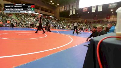 61 lbs Champ. Round 1 - Christian Gonzalez, Fayetteville Youth Wrestling Club Rhinos vs Beckett Shepperd, Team Conquer Wrestling