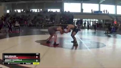 285 lbs Champ. Round 1 - Jeremy Mazzella, Ithaca College vs Ben Krauss, Muhlenberg College