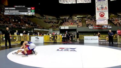 Junior Boys - 132 lbs Champ. Round 1 - Jude Gudino, Downey High School Wrestling vs Aron Guardado, South Bakersfield High School Wrestling