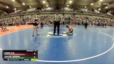 90 lbs Cons. Round 2 - Statler Wiebers, Chillicothe Wrestling Club-AAA vs Caden Cox, Joplin Youth Wrestling Club-AAA 
