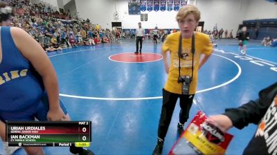 171 lbs Quarterfinal - Ian Backman, CY Middle School vs Uriah Urdiales, Gering Junior High